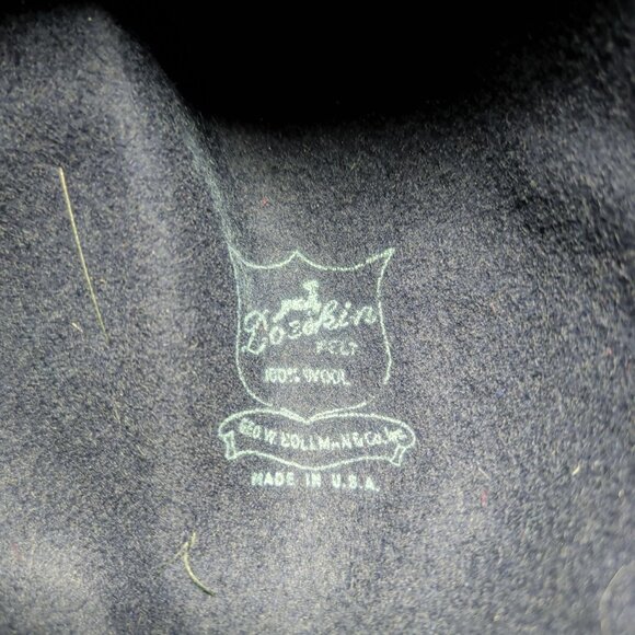 Vintage Silvia Hat Felt Stiff Blue Felt Feather Breton - Picture 9 of 11